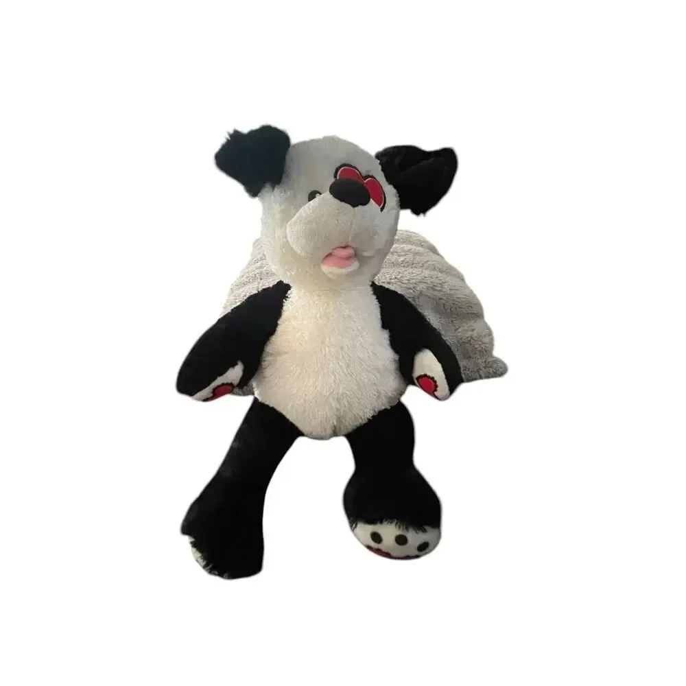 Build-A-Bear White Black Red Heart Kisses Puppy Dog Plush Stuffed Animal 18